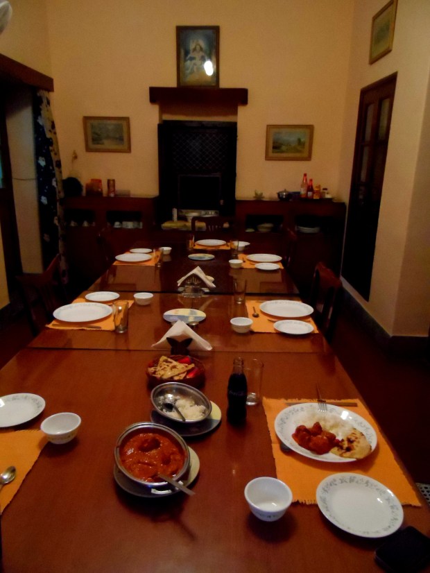 A declious dinner in the family's dining room