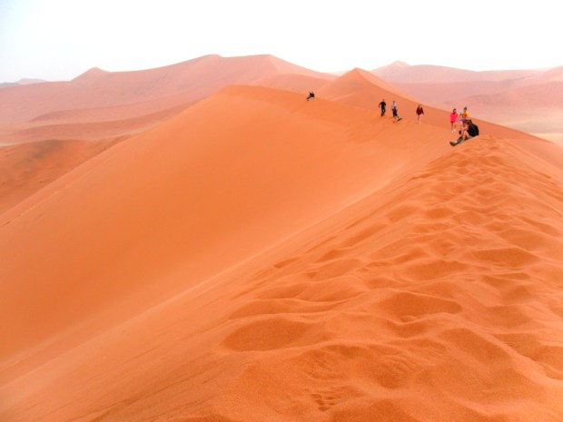 Watching the sun rise over the Namibian sand dunes
