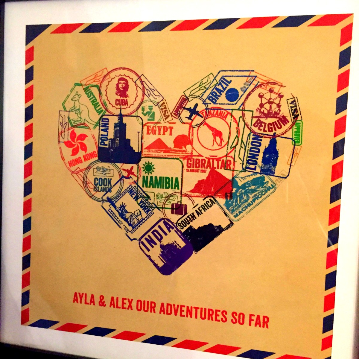 Passport stamp heart print