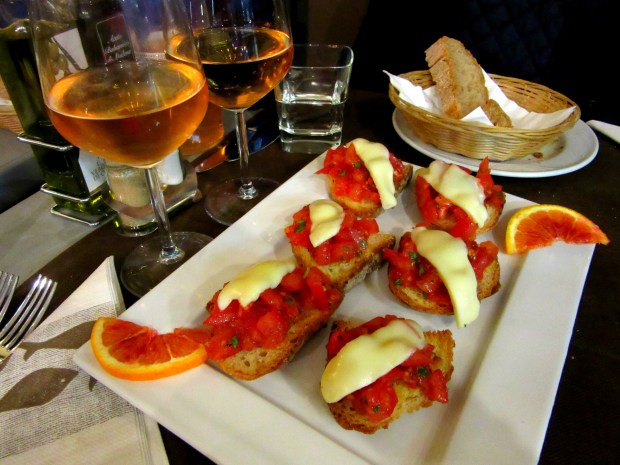 Wine and bruschetta in Cinque Terre Italy